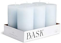 Mottled Pillar Candles Set of 6 Light Blue Dripless