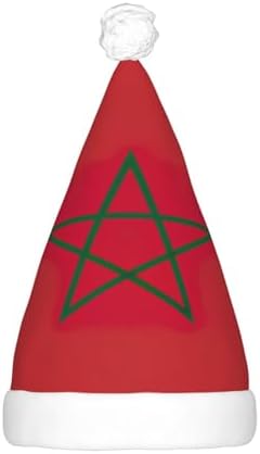Morocco Flag Print Christmas Hat with LED Lights