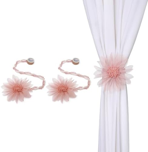SUQ I OME Crystal Flower Magnetic Curtain Tieback Holdback - Pink