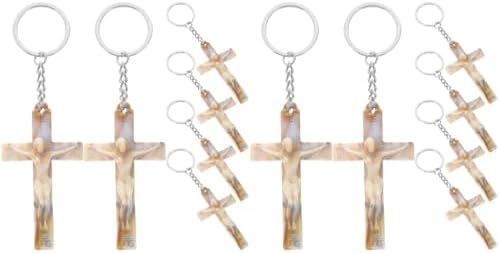 LUOZZY 12 Pcs Cross Keychains Retro Religious Christian Gifts