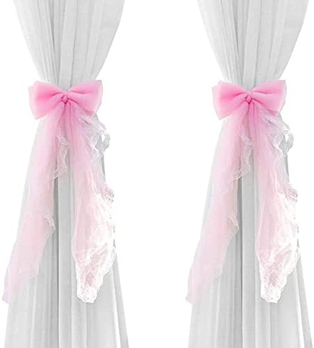Turbokey Bowknot Curtain Tieback 2 Pcs Pink