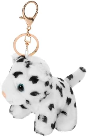 Amosfun 2pcs Plush Keychain Snow Leopard Luggage Pendant