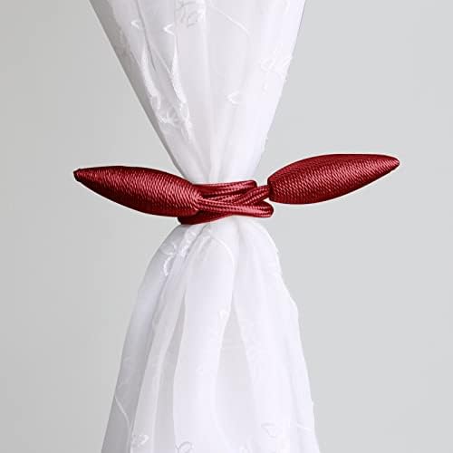 Valea Home 2 Piece Christmas Curtain Tiebacks Clips Burgundy