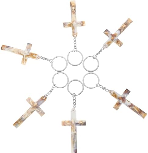 LUOZZY 12 Pcs Cross Keychains Retro Religious Christian Gifts