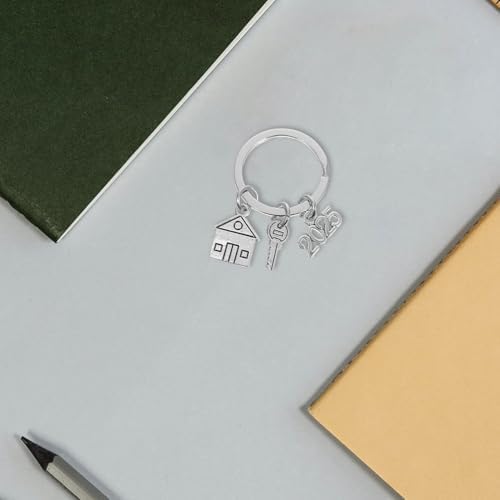 LOGOFUN 4PCS Housewarming Keychains Metal Key Ring for Bag Backpack
