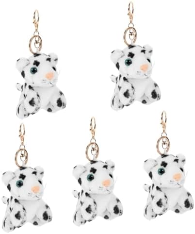 Amosfun 2pcs Plush Keychain Snow Leopard Luggage Pendant