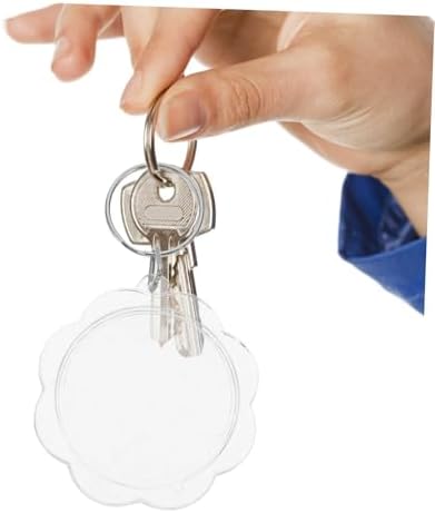 KESYOO 100pcs Flower Acrylic Keychain Blanks for Photo Frames Double-sided Keyrings