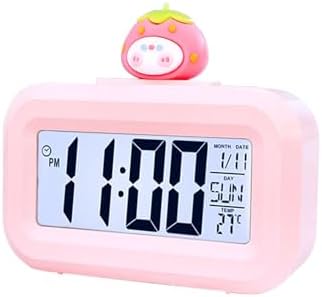 Pink Strawberry Design Alarm Clock with Backlight and Power Saving