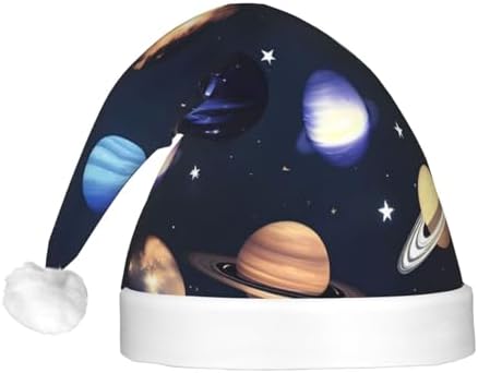 Planets Stars Milky Way Galaxy Print Christmas Hat with LED Light