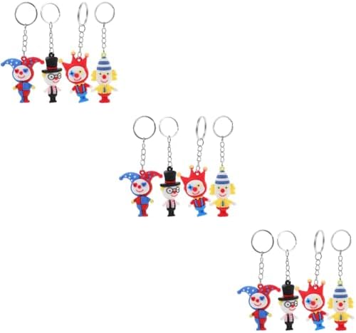 LOGOFUN 12 Pcs Crown Key Chains Resin Circus Cartoon Keyrings