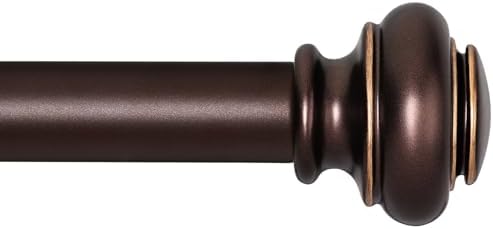 Heavy Duty Bronze Curtain Rods 28 to 120 Inches with Adjustable Finials