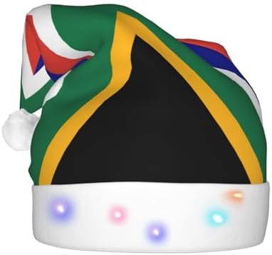 South African Flag Print Christmas Hat with LED Lights