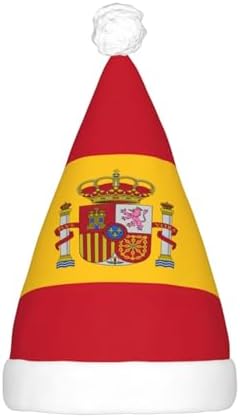Spanish Flag Print Christmas Hat with LED Lights