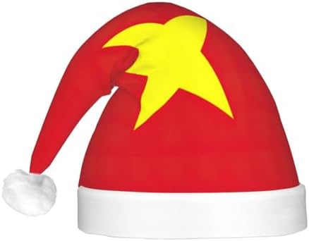 Vietnamese Flag Print Christmas Hat with LED Lights