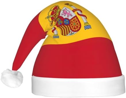 Spanish Flag Print Christmas Hat with LED Lights