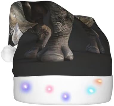 Animal Rhino Print Christmas Hat with LED Lights