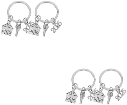 LOGOFUN 4PCS Housewarming Keychains Metal Key Ring for Bag Backpack