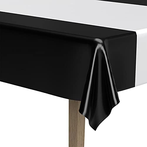 Beistle Black and Silver Striped Table Cover for Awards Night