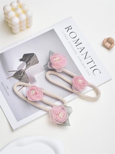 Handmade Artificial Rose Flower Curtain Holdbacks Pink