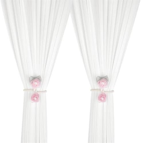 Handmade Artificial Rose Flower Curtain Holdbacks Pink