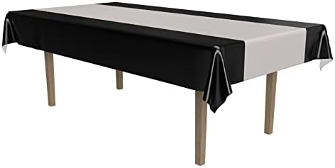 Beistle Black and Silver Striped Table Cover for Awards Night
