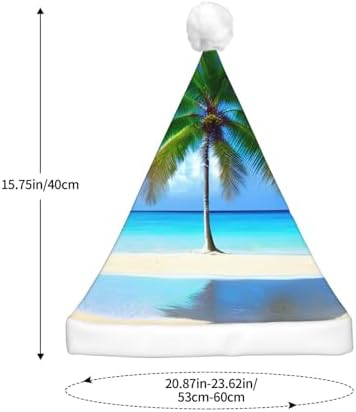 Palm Trees And Clear Sea Print Christmas Hat With LED Lights