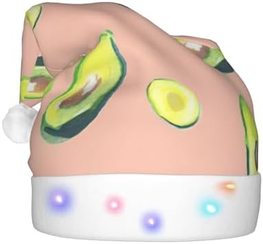 Many Avocado Print Christmas Hat with LED Lights