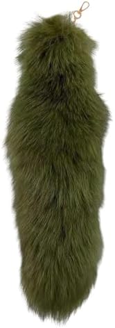 Furry Fox Tail Keychain Black and White