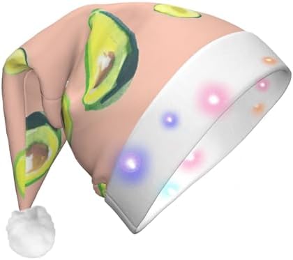 Many Avocado Print Christmas Hat with LED Lights