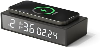 Mooas 15W Slim Edge Mirror Wireless Charging Clock Black