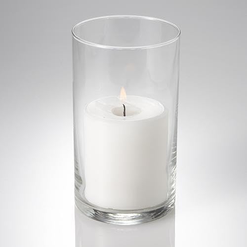 Richland Pillar Candles 3 and Eastland Glass Vases 6 Set of 12