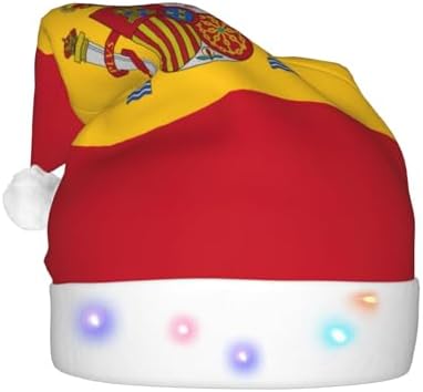 Spanish Flag Print Christmas Hat with LED Lights