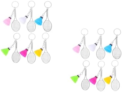 12pcs Mini Alloy Badminton Keychain with Shuttlecock Pendant
