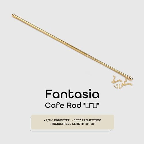 ACHIM Fantasia Cafe Window Rod 18-28 Brass Decorative Rod