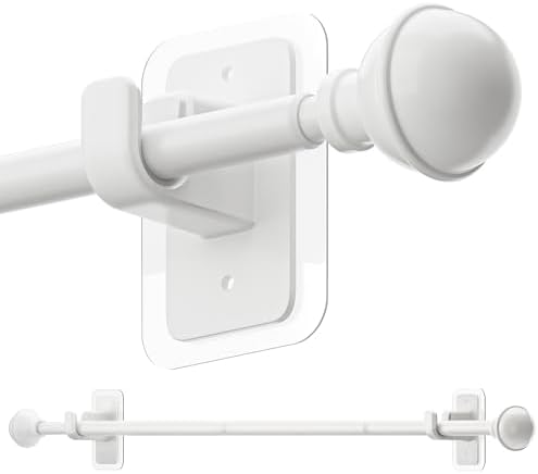ENJOYBASICS No Drill Curtain Rods White 27-65 Inch Adjustable