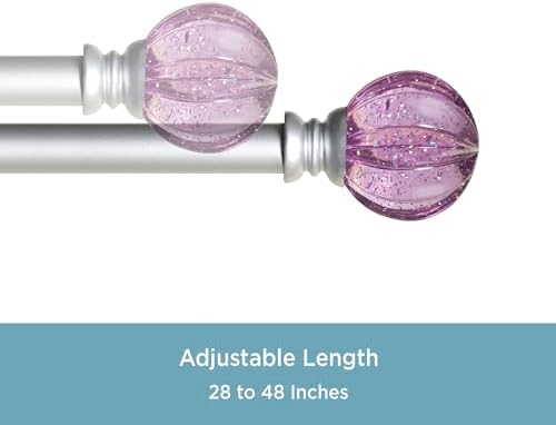 Kenney KN81685 Estrella Purple Sparkle Window Curtain Rod