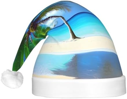 Palm Trees And Clear Sea Print Christmas Hat With LED Lights