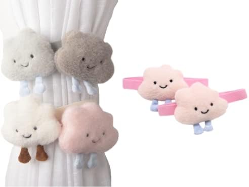 Cute Cloud Puffy Curtain Tieback 2pcs Pink
