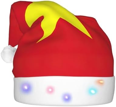 Vietnamese Flag Print Christmas Hat with LED Lights