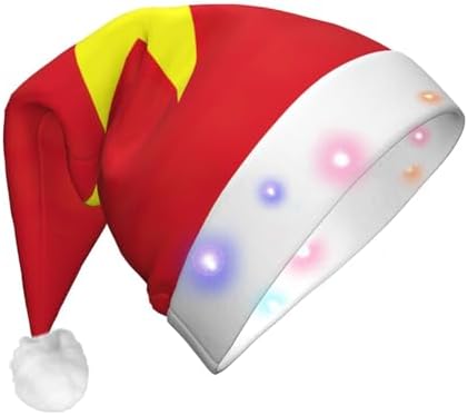 Vietnamese Flag Print Christmas Hat with LED Lights