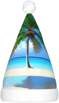 Palm Trees And Clear Sea Print Christmas Hat With LED Lights