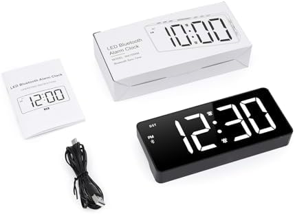 AMIR Alarm Clock for Bedroom with Bluetooth Sync and USB Charging