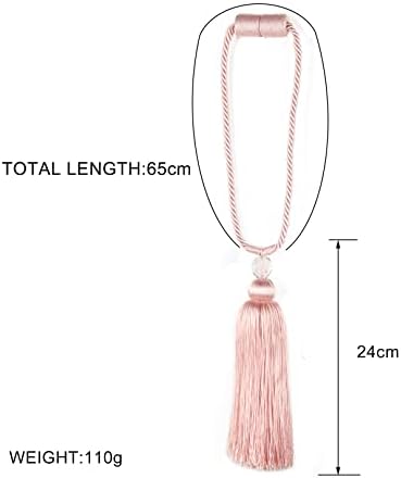 BEL AVENIR Pink Magnetic Curtain Holdbacks Tassel Ties