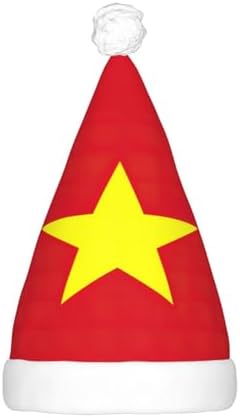 Vietnamese Flag Print Christmas Hat with LED Lights