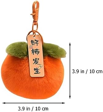 2pcs Cute Plush Persimmon Keychain Stuffed Fruit Backpack Charm Accessory