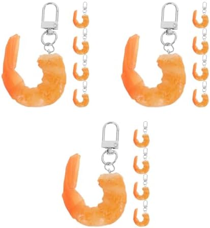 LOGOFUN 15PCS Shrimp Keychains for Bags and Keys