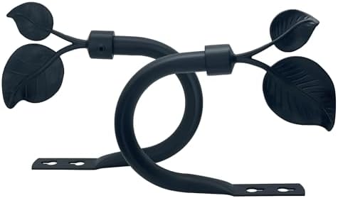 Premium Metal Leaf Curtain Holdbacks 2 Pack Matte Black Heavy Duty Hooks
