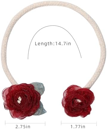 Handmade Artificial Rose Flower Curtain Holdbacks Wine Red