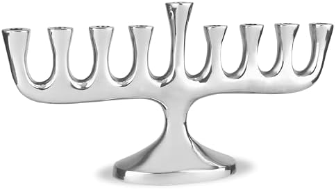 Stunning Sleek Designers Menorah with Candle Set