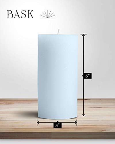 Mottled Pillar Candles Set of 6 Light Blue Dripless